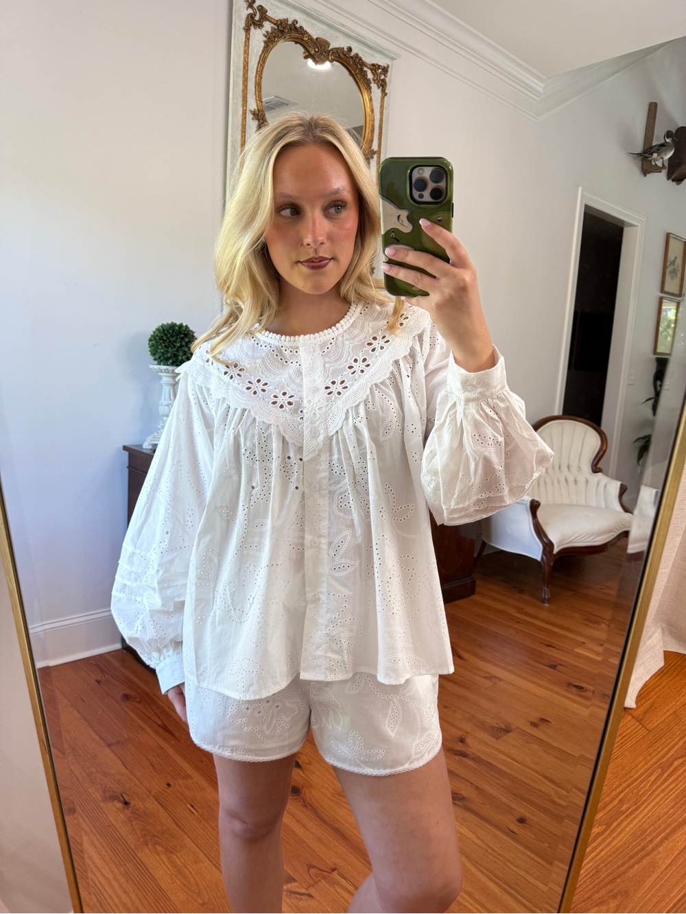 Shopbop Bailey Rose Eyelet Long Sleeve Blouse S